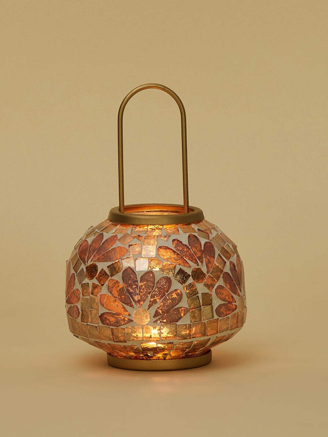 

Home Centre Gold-Toned Mosaic Printed Hanging Lantern Lamp