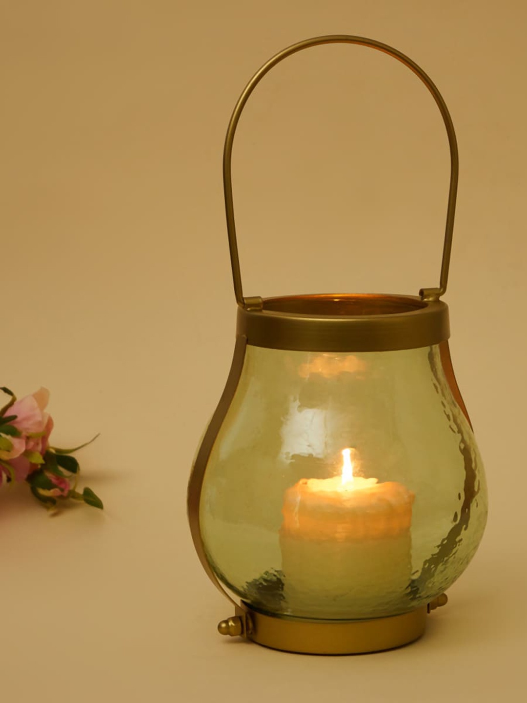 

Home Centre Gold-Toned Solid Glass Hanging Lantern