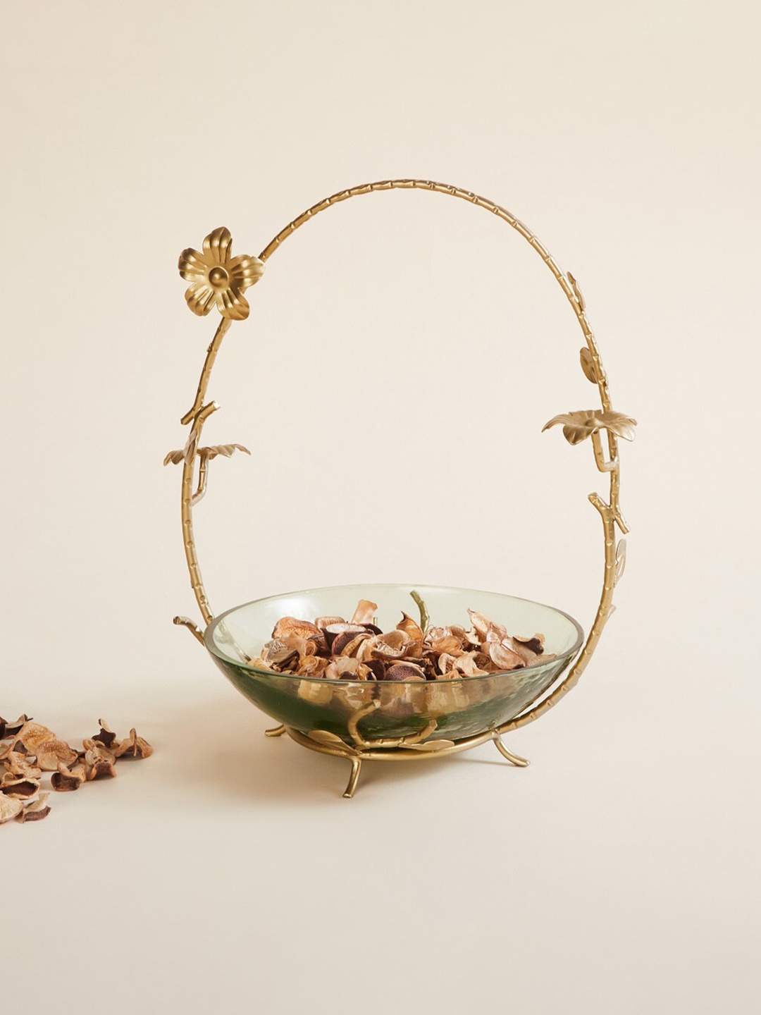 

Home Centre Gold-Toned Textured Metal Mini Floral Bowl With Stand