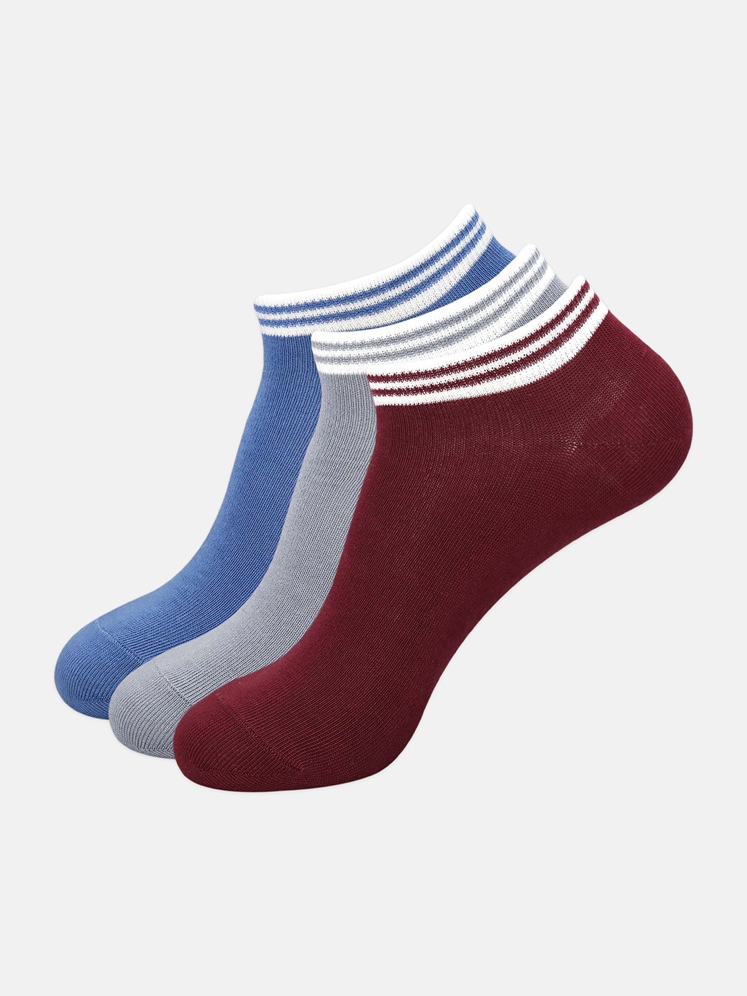 

DressBerry Women Set of 3 Solid Ankle-Length Socks, Maroon