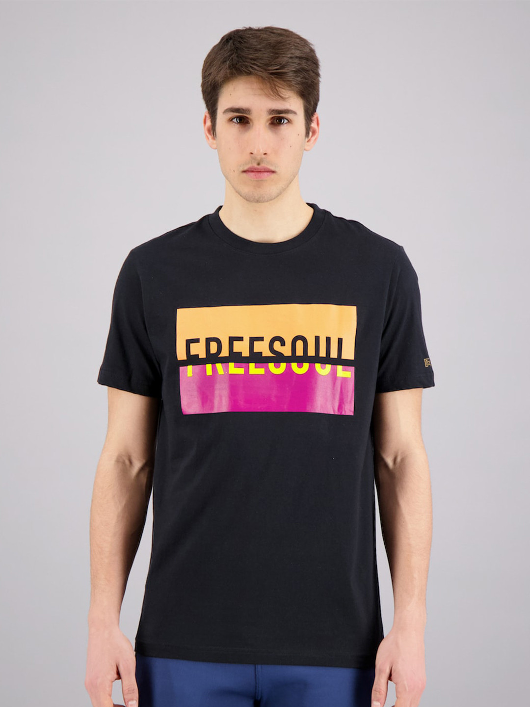 

FREESOUL Men Black Typography Printed Cotton T-shirt