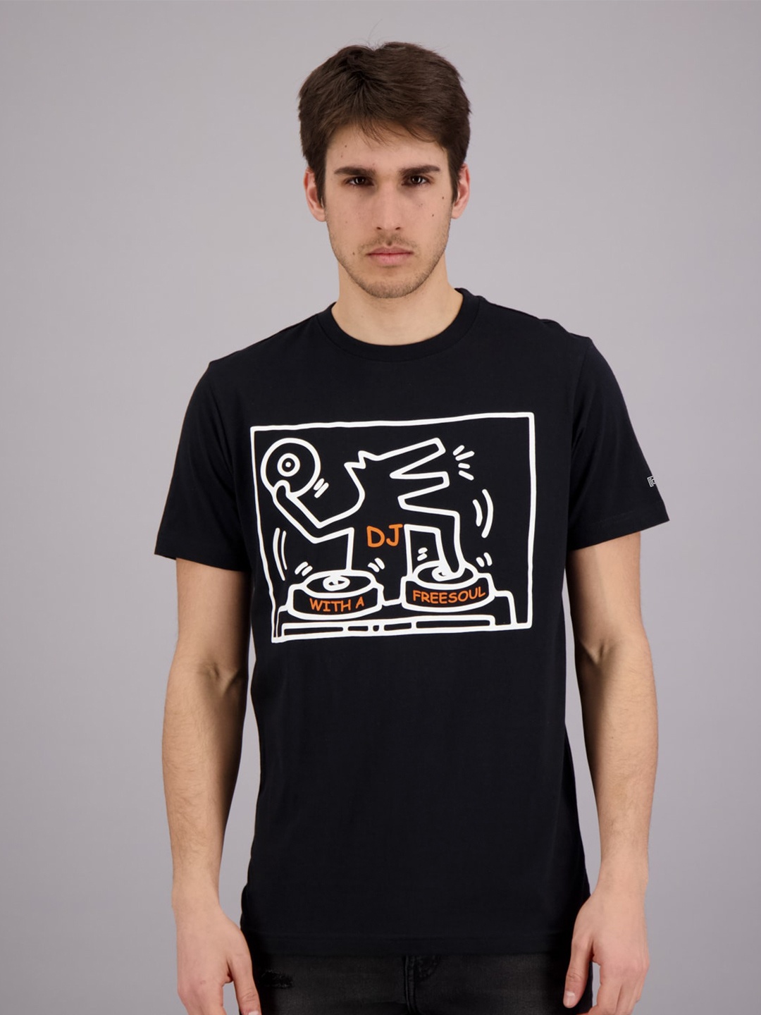 

FREESOUL Men Black Printed Cotton T-shirt