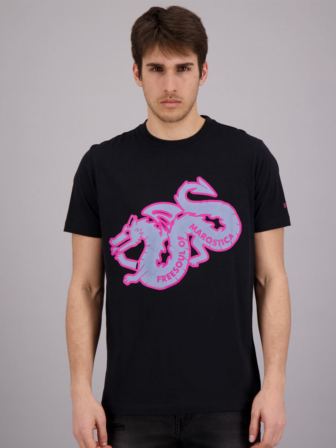 

FREESOUL Men Black Printed Cotton T-shirt
