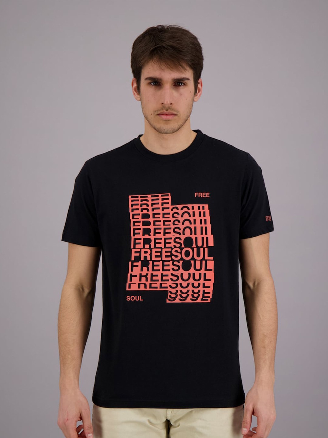 

FREESOUL Men Black Typography Printed T-shirt