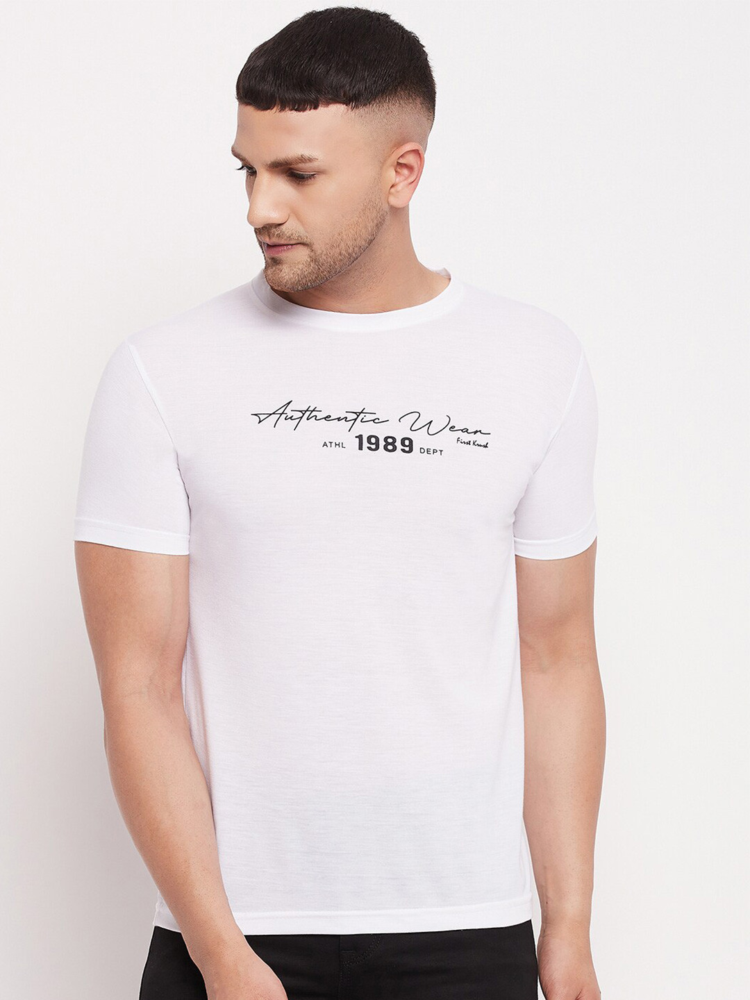 

FirstKrush Men White Typography Printed T-shirt