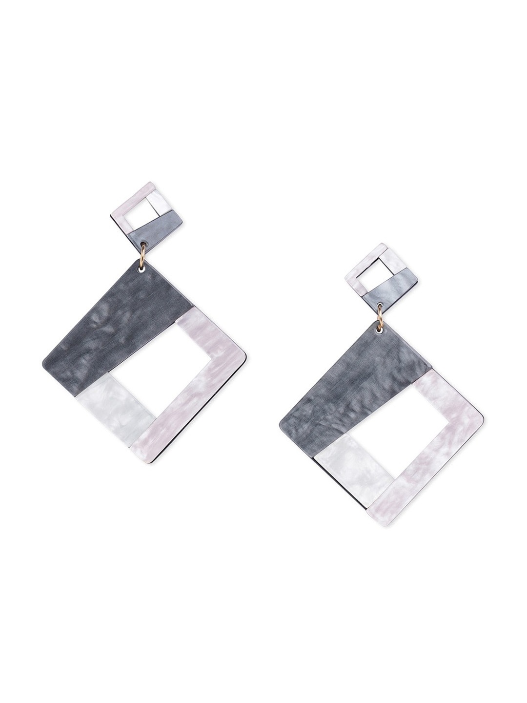 

Blisscovered White & Grey Square Drop Earrings