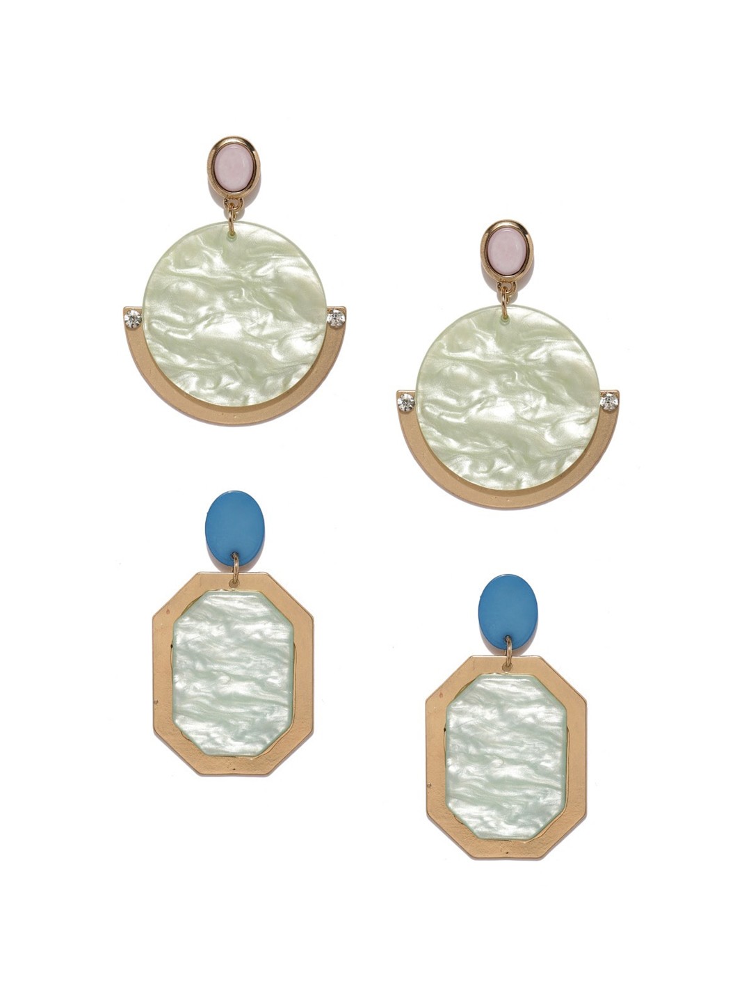 

Blisscovered Set of 2 Gold-Toned Contemporary Drop Earrings