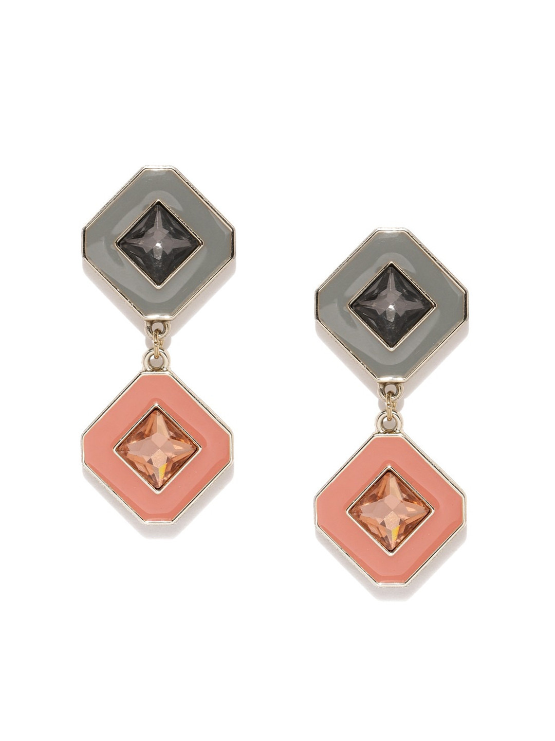 

Blisscovered Pink & Grey Contemporary Drop Earrings