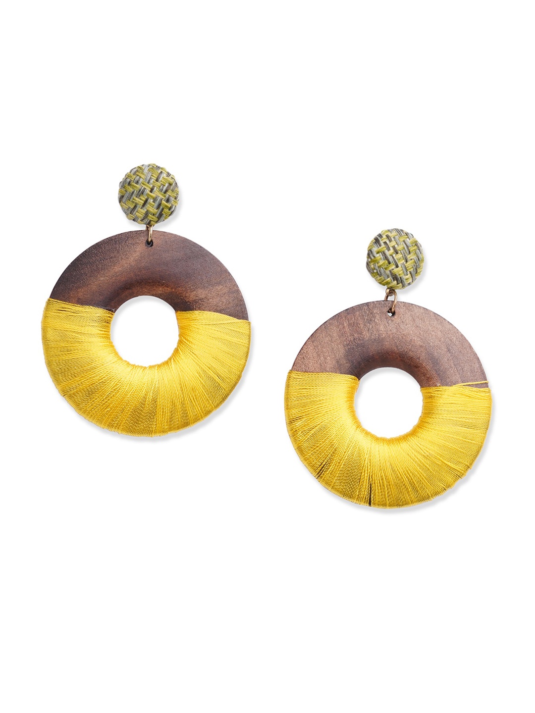 

Blisscovered Yellow Circular Drop Earrings