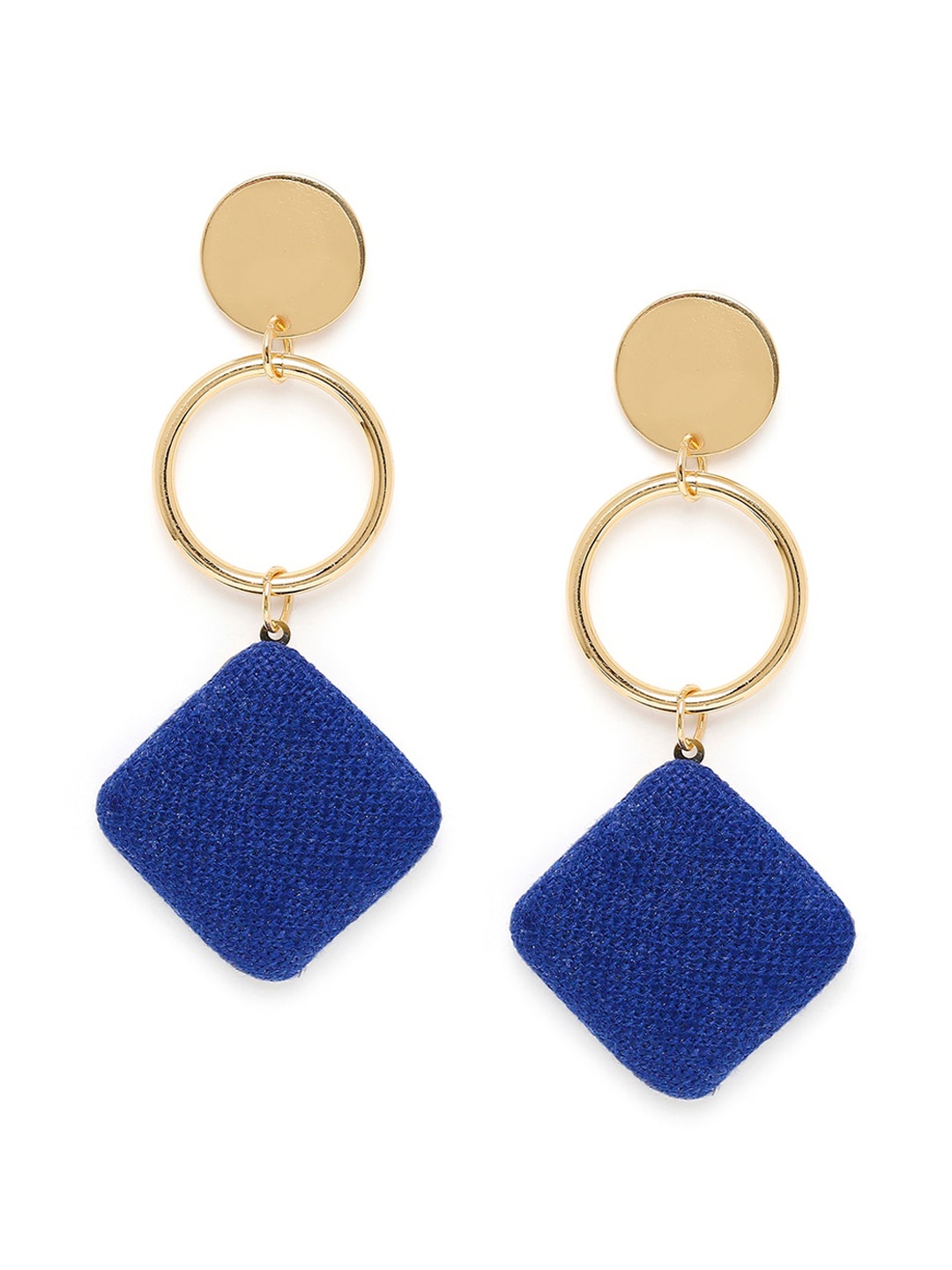 

Blisscovered Blue & Gold-Toned Contemporary Drop Earrings