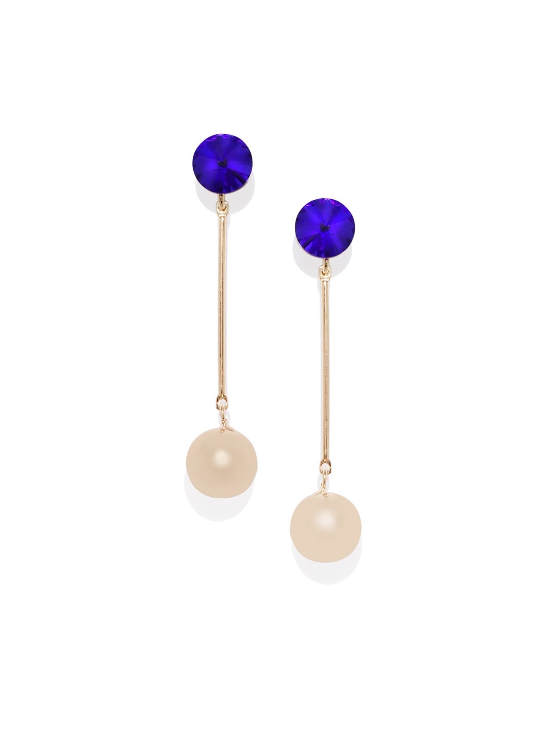 

Blisscovered Blue & Gold-Toned Contemporary Drop Earrings