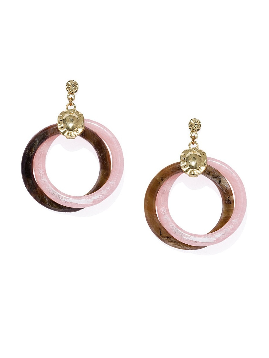 

Blisscovered Pink Circular Drop Earrings