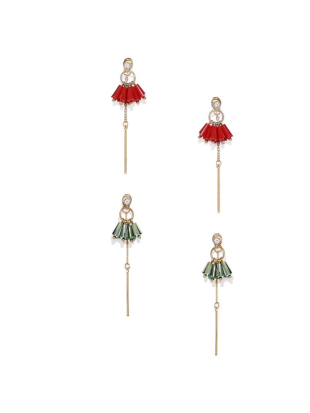 

Blisscovered Set Of 2 Gold-Toned Contemporary Drop Earrings