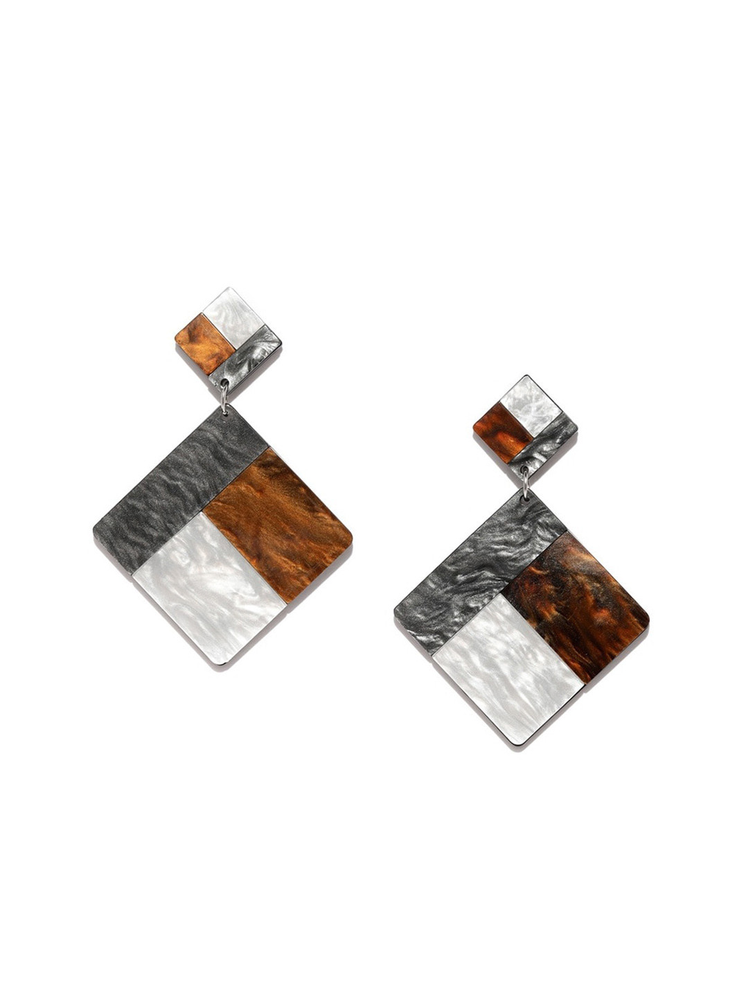 

Blisscovered Grey & Brown Contemporary Drop Earrings
