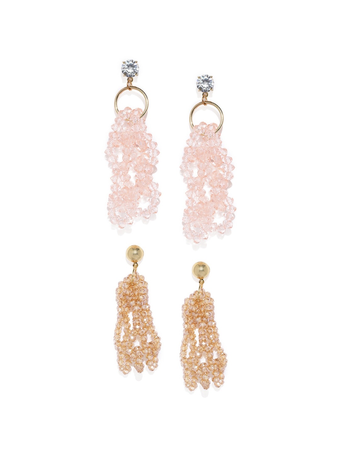 

Blisscovered Pink & Beige Contemporary Drop Earrings