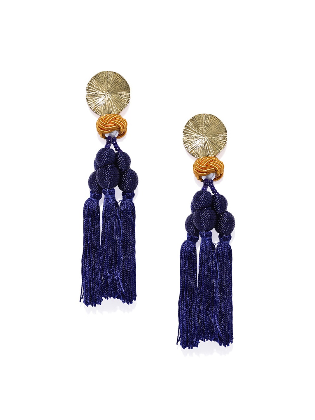 

Blisscovered Blue Contemporary Tassel Drop Earrings