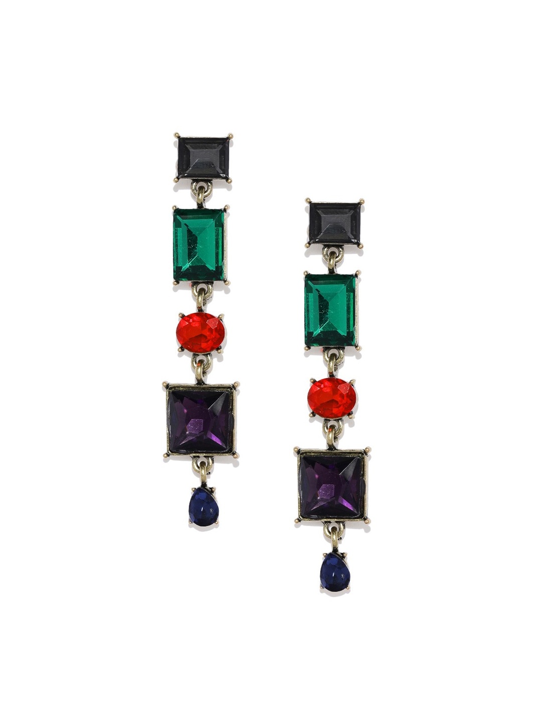 

Blisscovered Green & Red Contemporary Drop Earrings