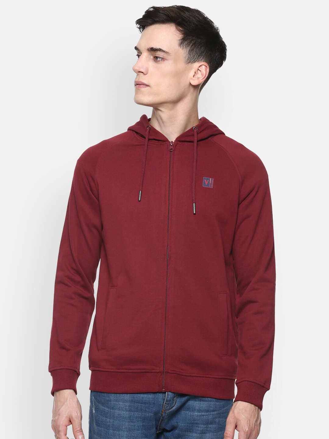 

Van Heusen Sport Men Maroon Solid Hooded Cotton Sweatshirt