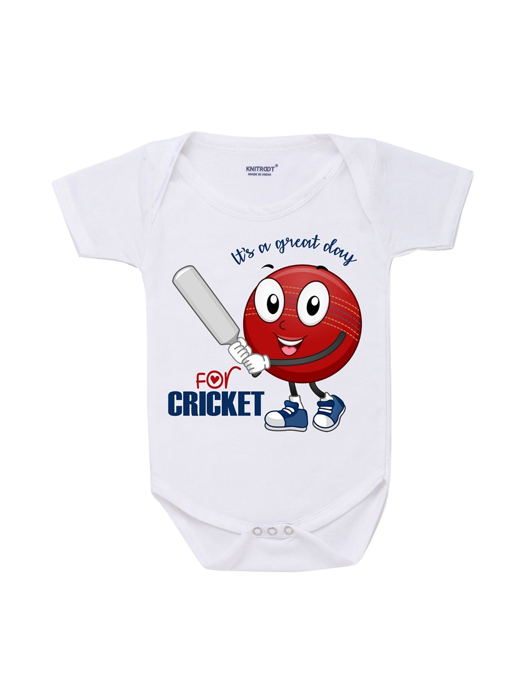 

KNITROOT Kids White & Red Printed Cotton Bodysuit