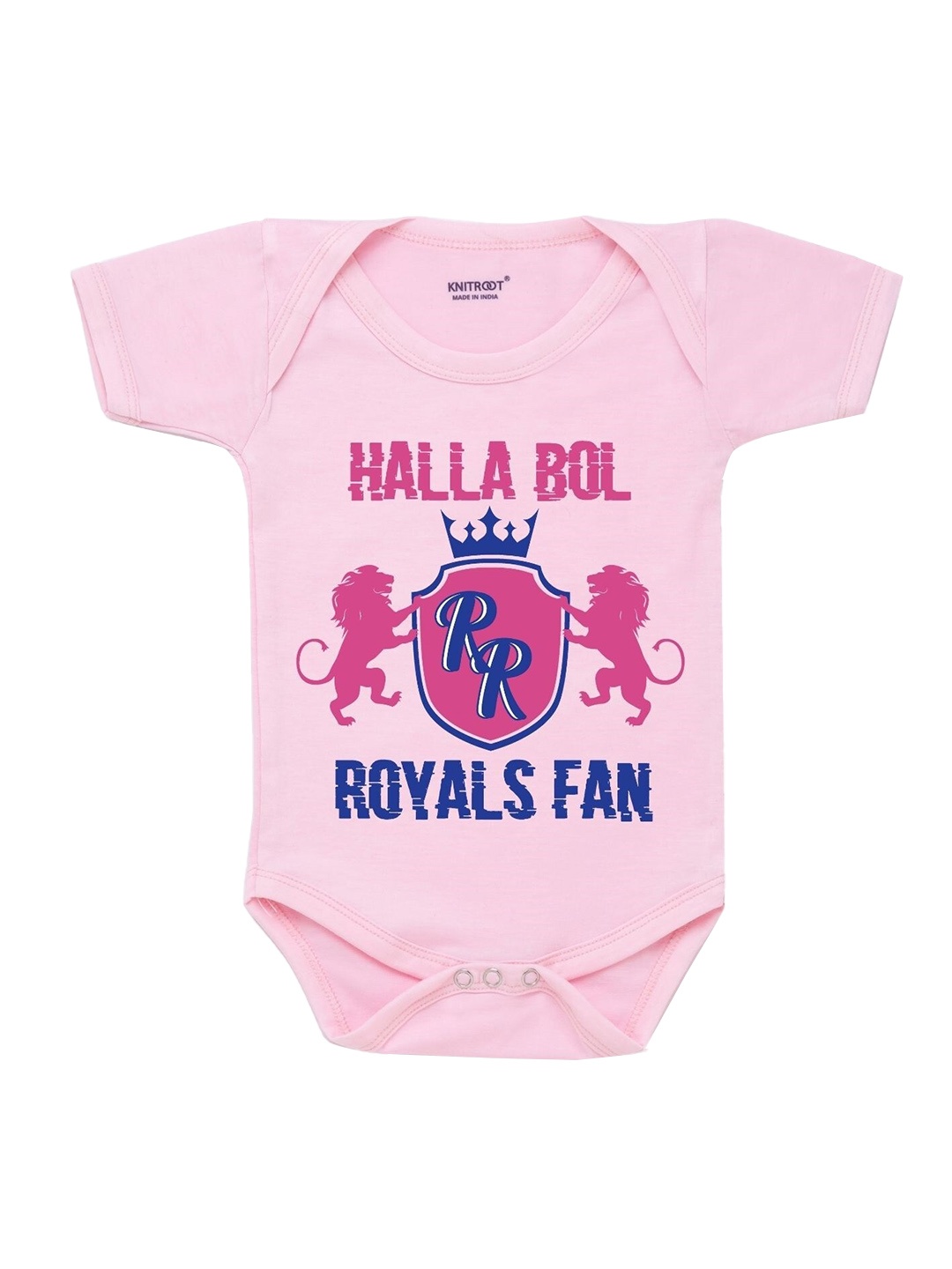 

KNITROOT Infant Kids Pink & Blue Printed Cotton Bodysuit