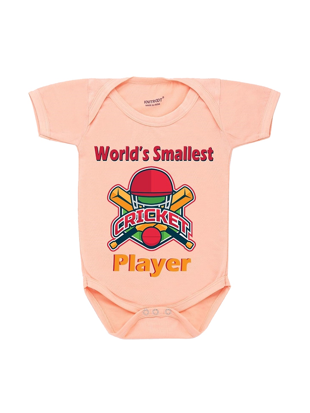 

KNITROOT Kids Peach-Coloured Printed Cotton Bodysuit