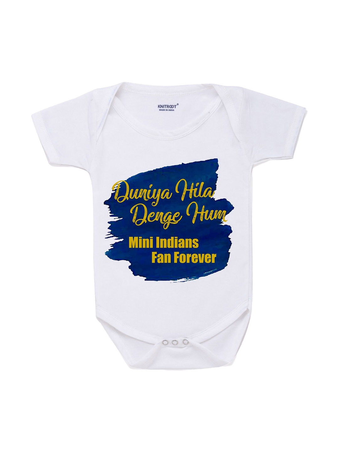 

KNITROOT Kids White & Blue Printed Cotton Bodysuits