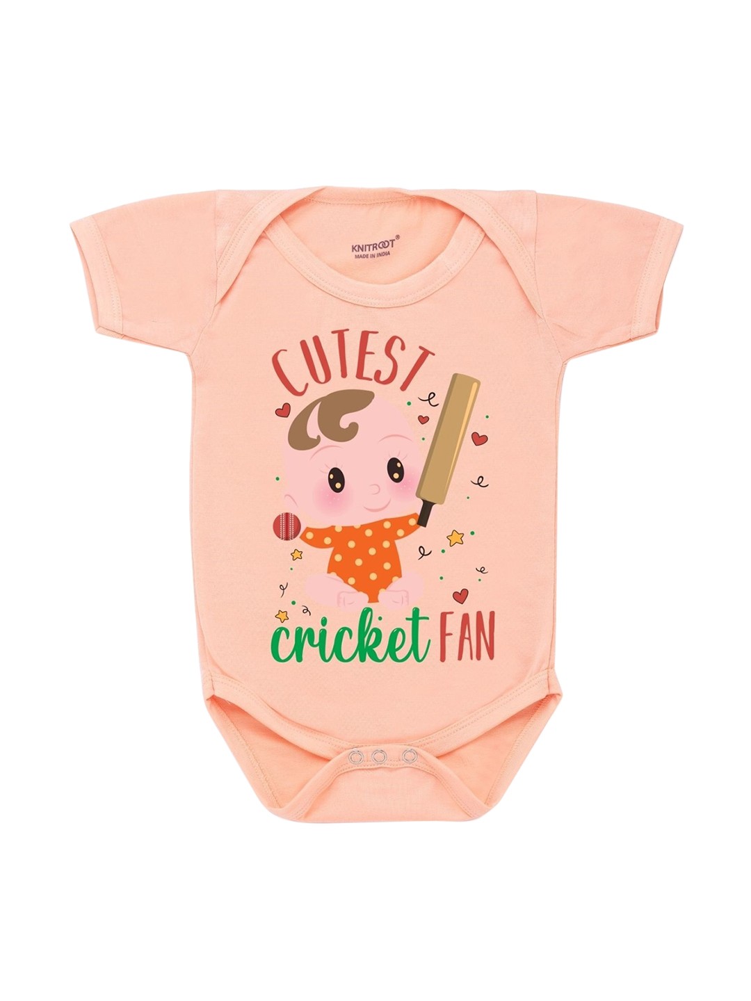 

KNITROOT Kids Peach & Green Printed Bodysuit