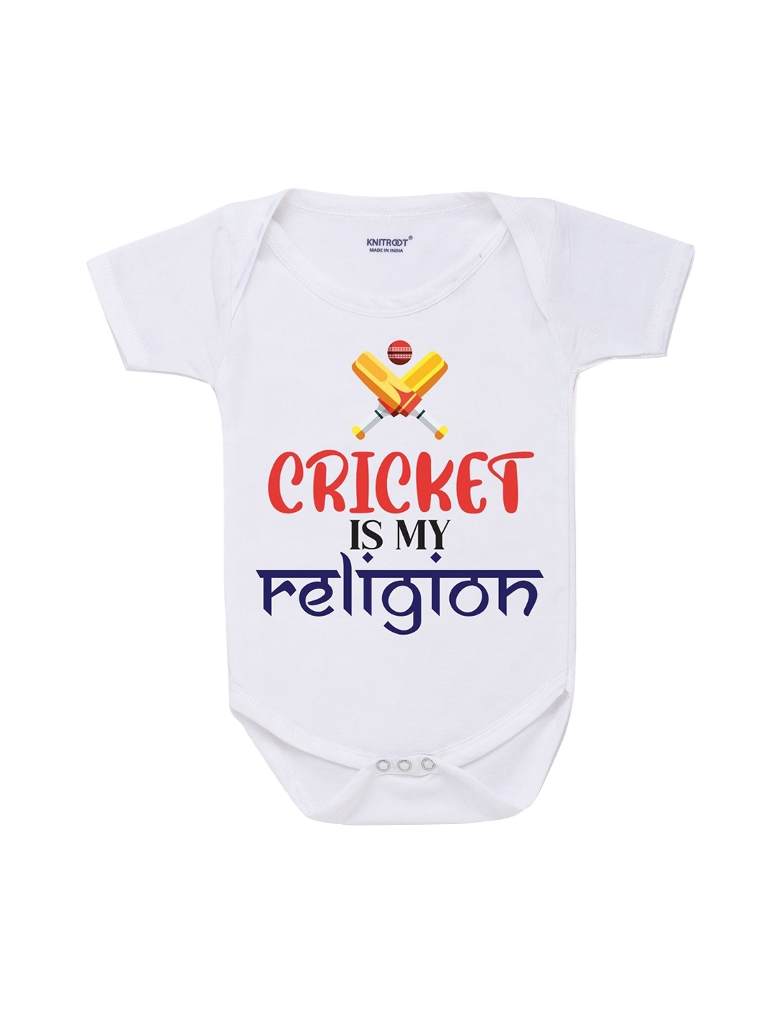 

KNITROOT Infant Kids White & Red Printed Cotton Bodysuit