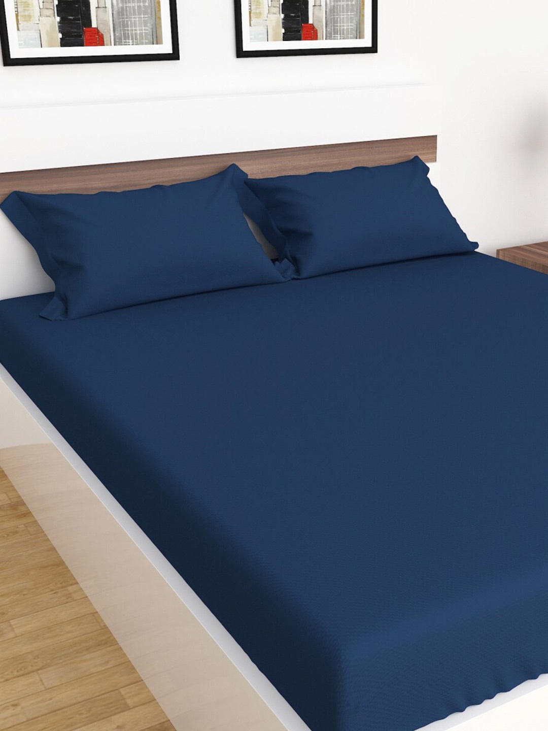 

Home Centre Blue 144 TC Single Bedsheet with 2 Pillow Covers