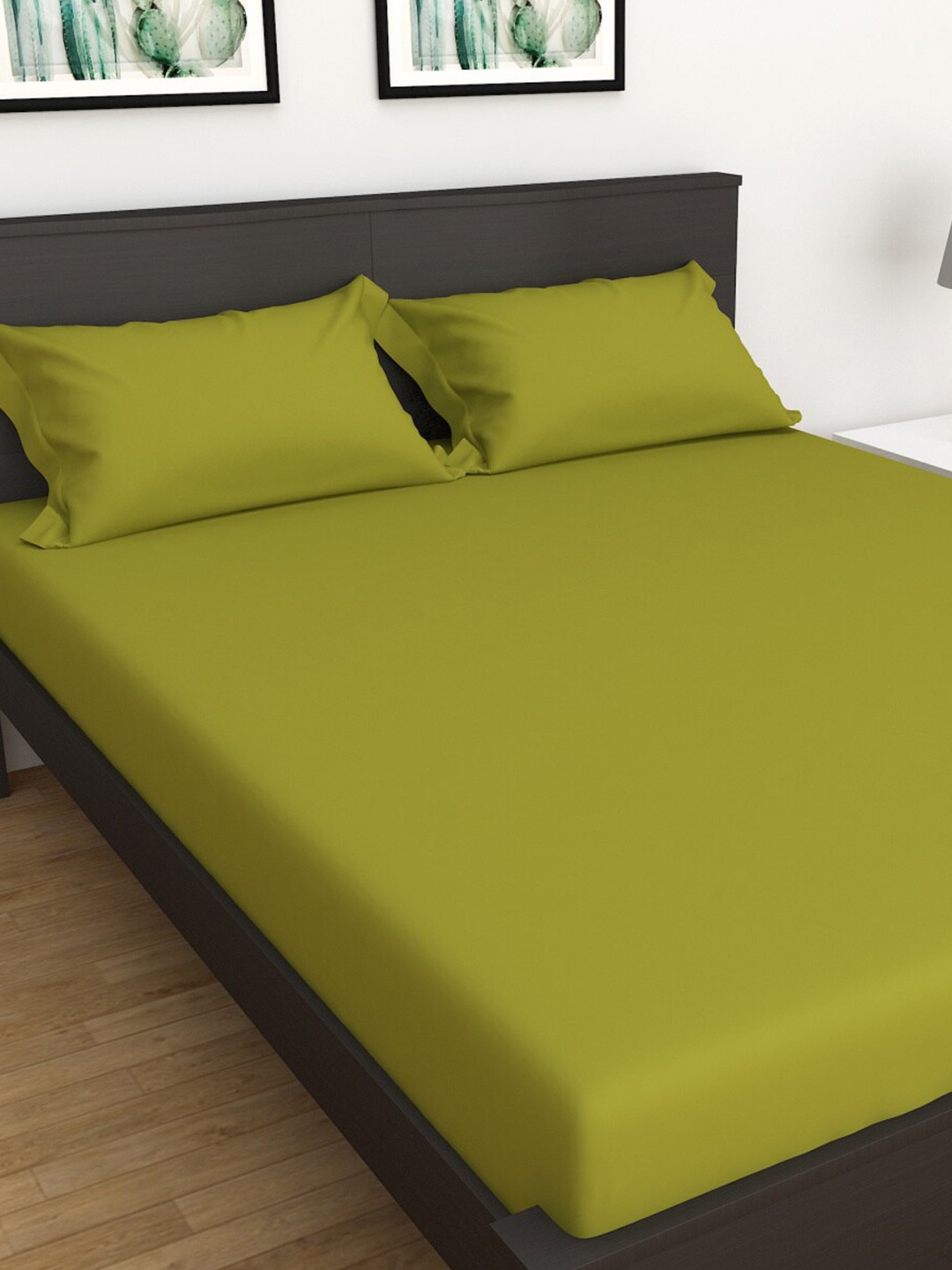 

Home Centre Colour Connect Green 210 TC Cotton Queen Bedsheet with 2 Pillow Covers