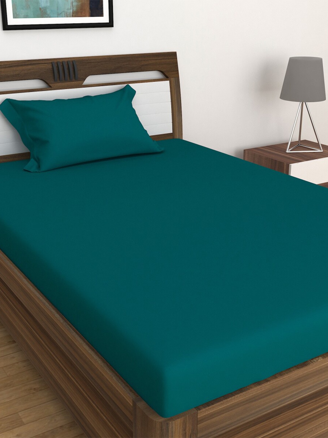

Home Centre Colour Connect Teal Solid Single Bedsheet Set