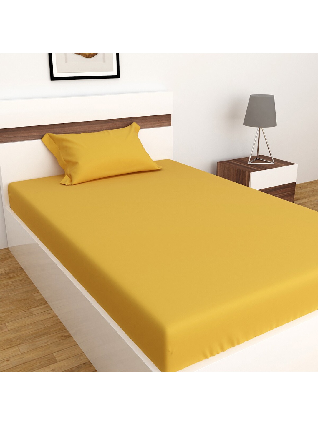 

Home Centre Everyday Essentials Juniper Ochre Cotton Single Bedsheet Set, Yellow