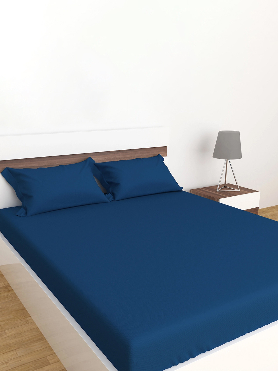 

Home Centre Connect Blue 210 TC Cotton Single Bedsheet with 2 Pillow Covers
