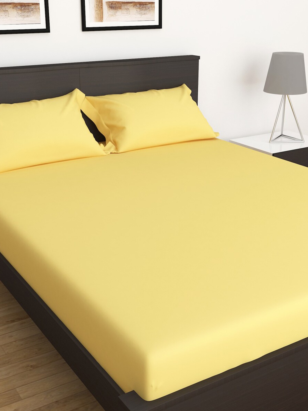 

Home Centre Yellow 210 TC Single Solid Cotton Bedsheet with 1 Pillow Covers