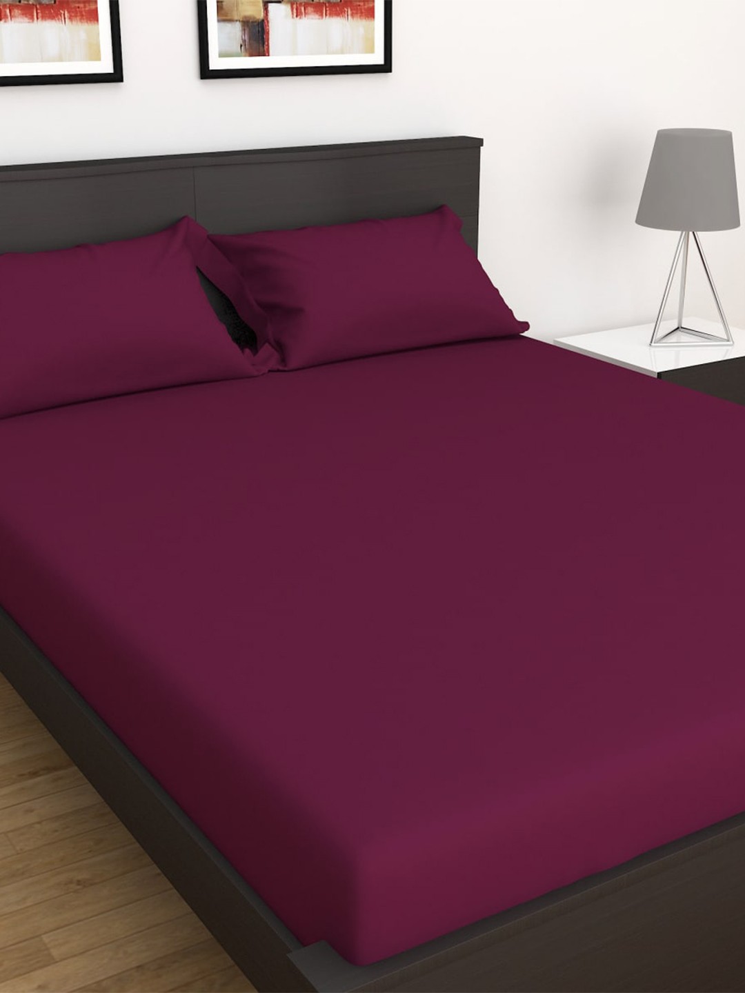 

Home Centre Purple Solid 210 TC King Bedsheet with 2 Pillow Covers
