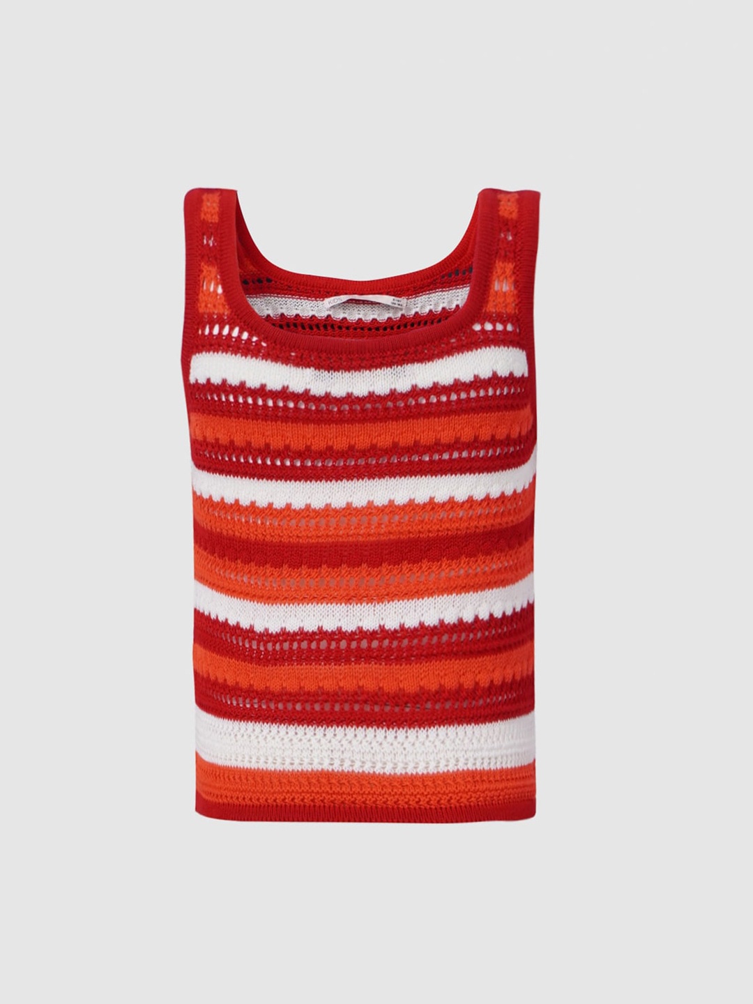 

KIDS ONLY Girls Red & White Striped Crochet Top