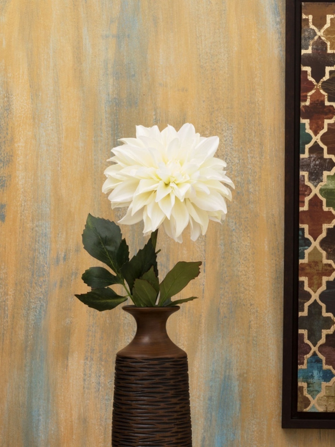 

Home Centre White & Green Botanical Dahlia Artificial Flower