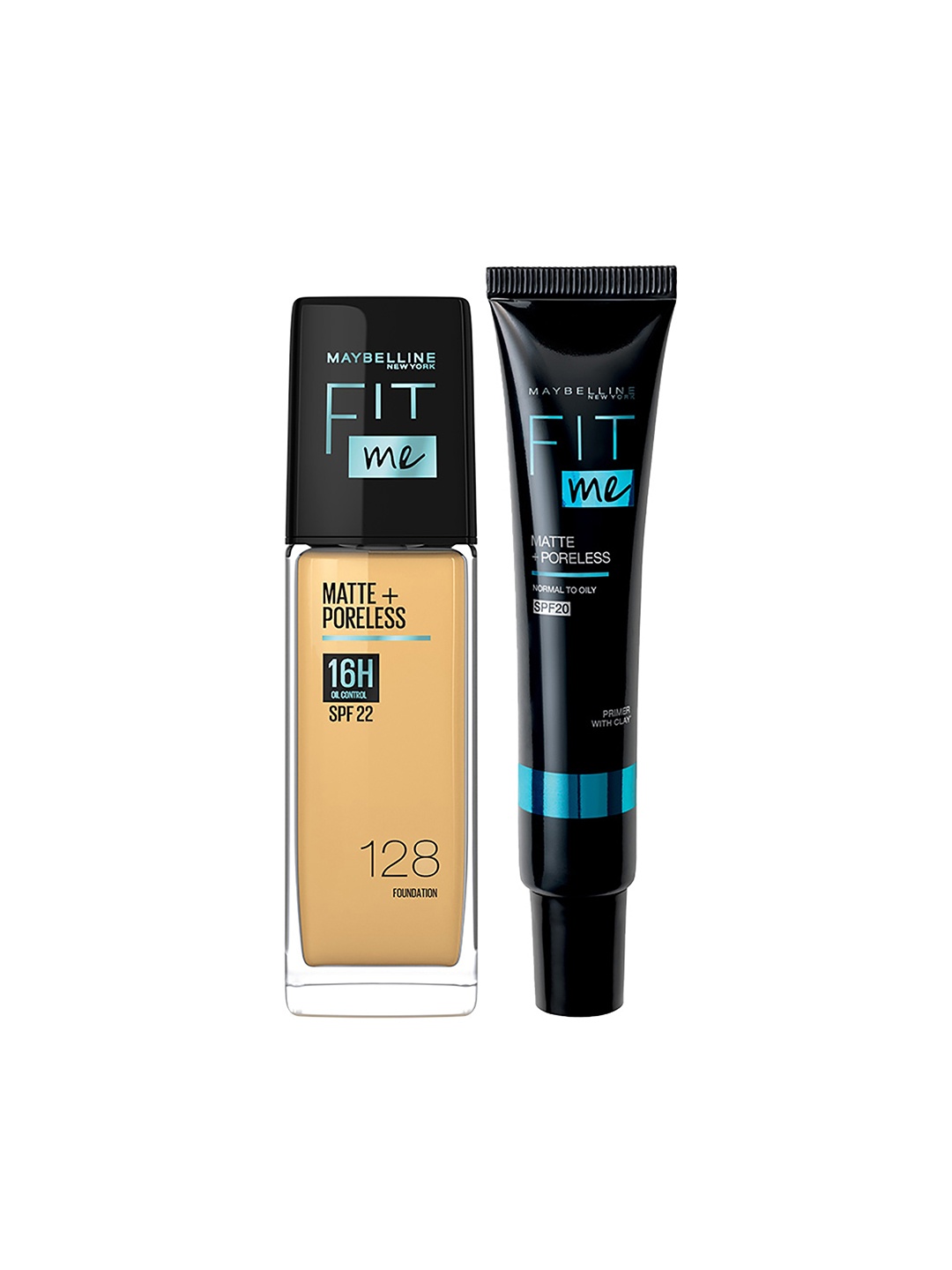 

Maybelline New York Perfect Matte Base Duo - Fit Me Foundation 128 + Matte+Poreless Primer, Beige