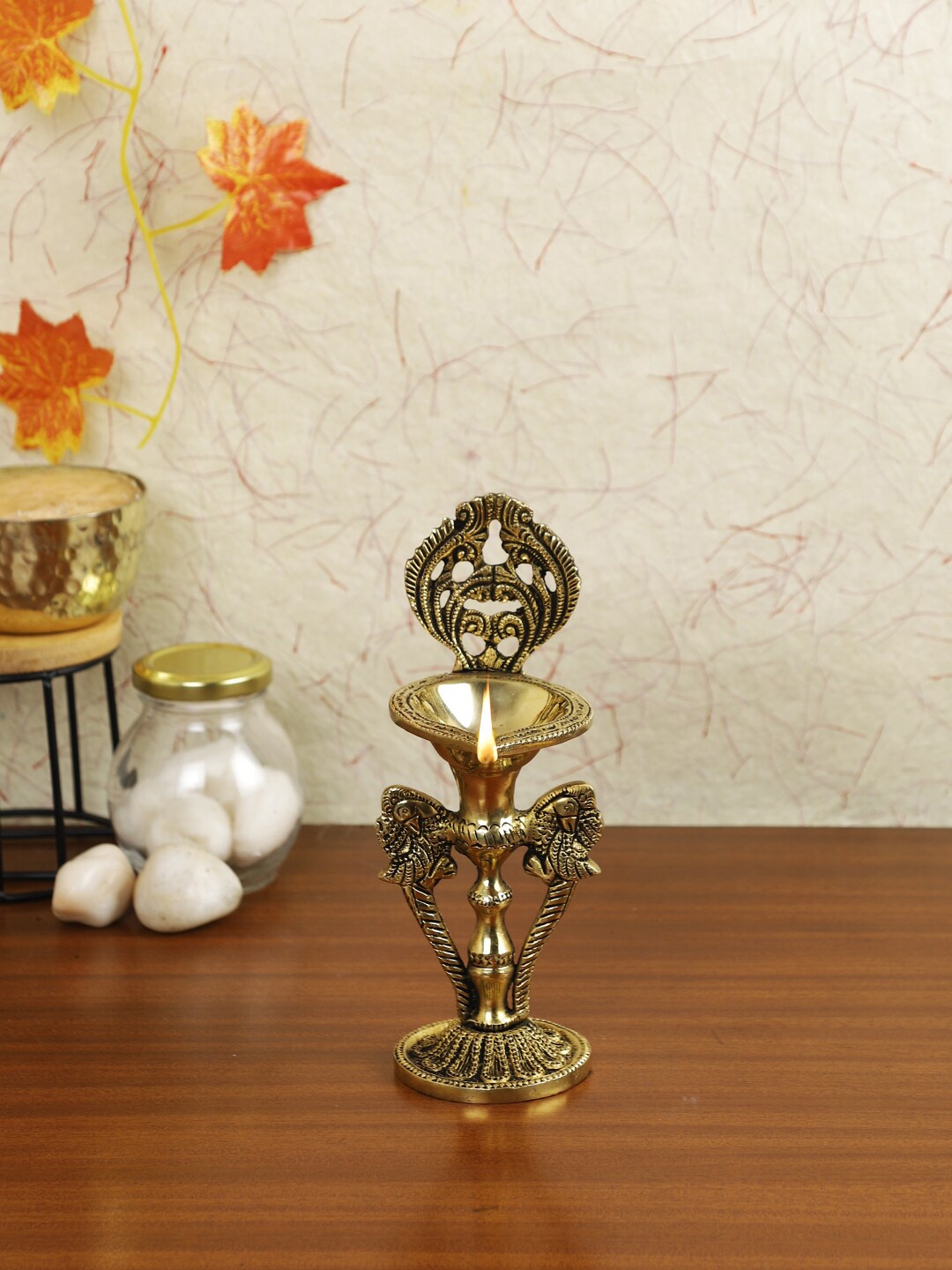 

Imli Street Gold-Toned Brass Parrot Diya Lamp