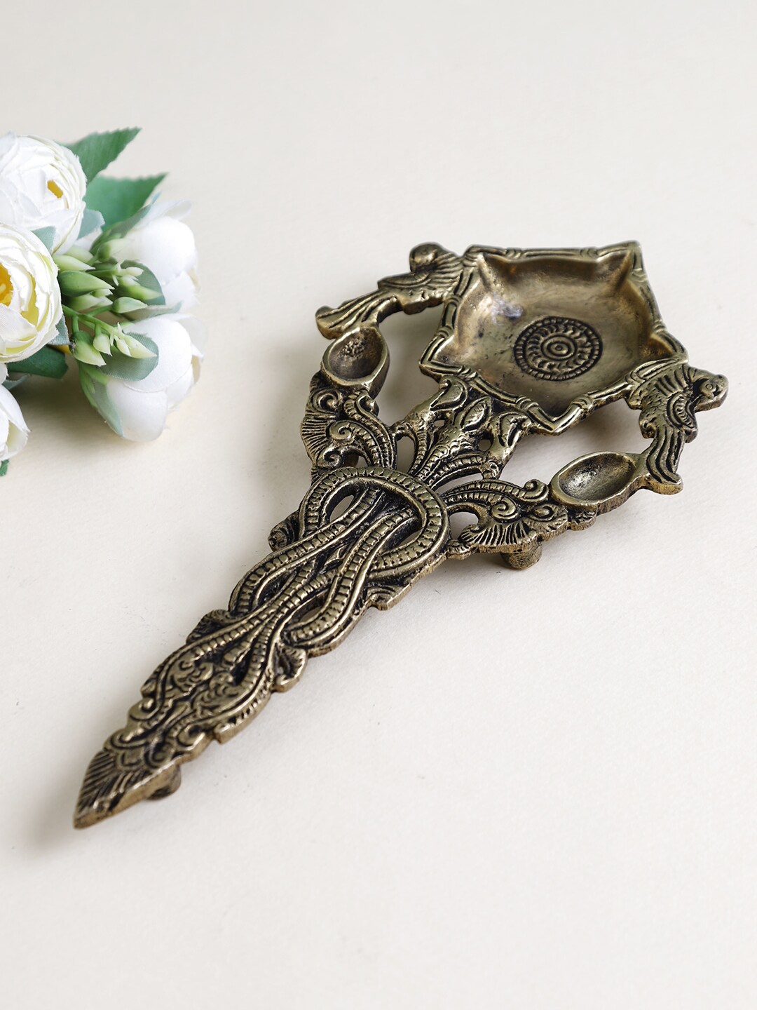 

Imli Street Gold-Toned Brass Twin Parrot Aarti Spoon
