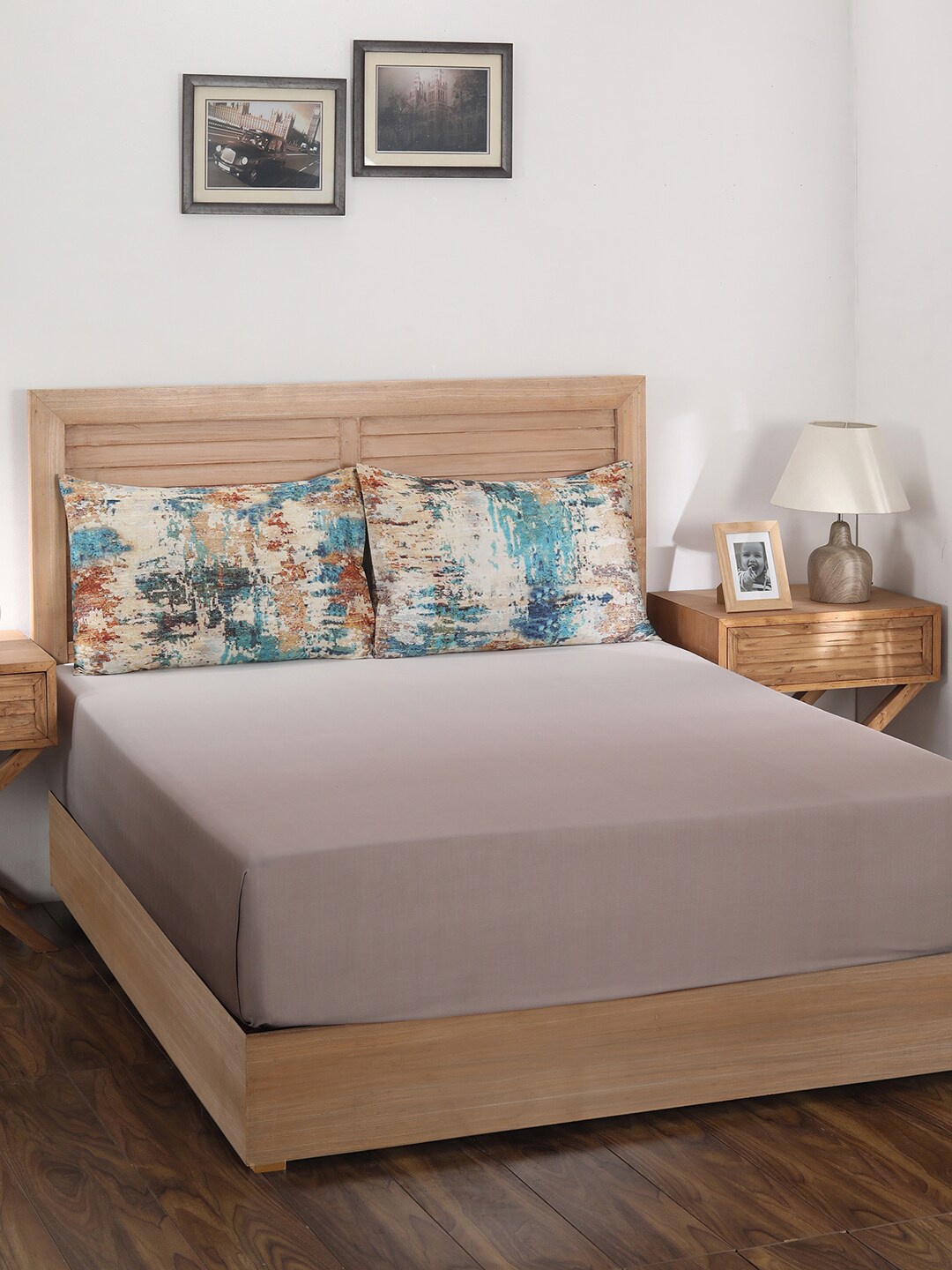 

MASPAR Beige 400 TC Pure Cotton King Bedsheet with 2 Pillow Covers