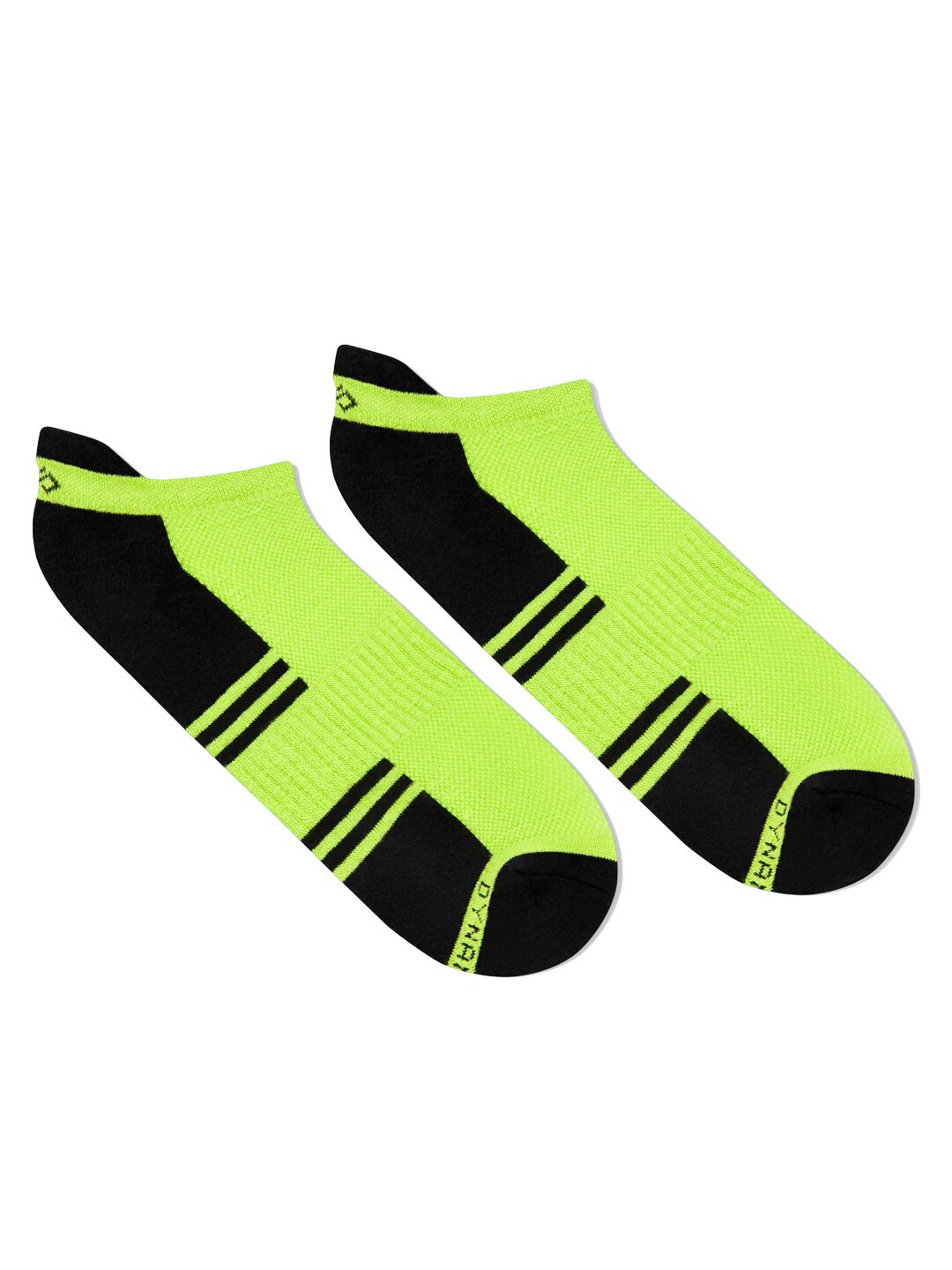 

Dynamocks Men Fluorescent Green & Black Colourblocked Bamboo Ankle-Length Socks