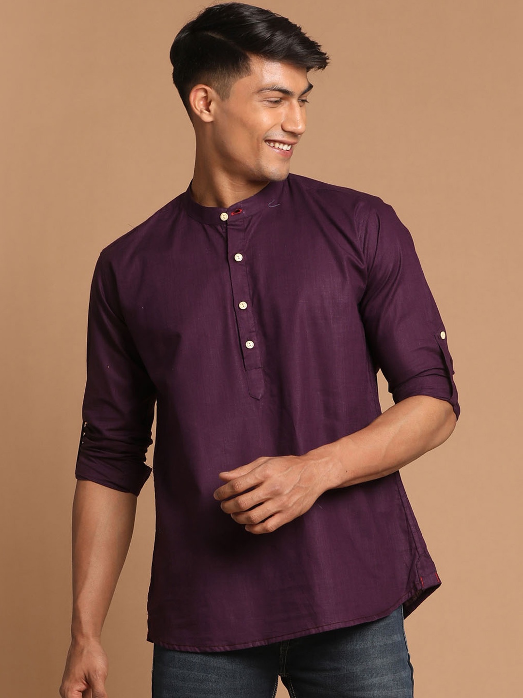 

VASTRAMAY Men Purple Kurta