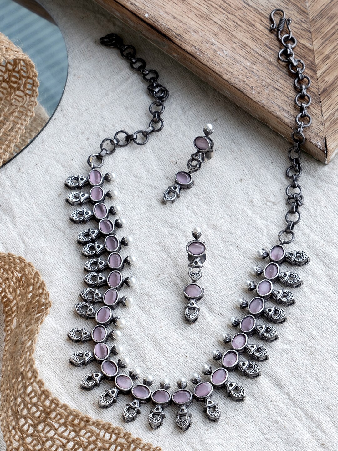

Infuzze Oxidised Silver-Plated Jewellery Set