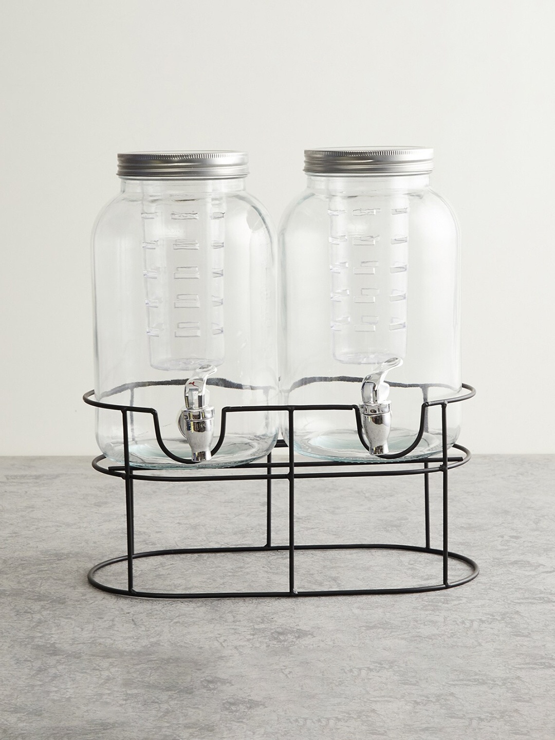 

Home Centre Set Of 2 Transparent BPA Free Truffles Glass Dispenser