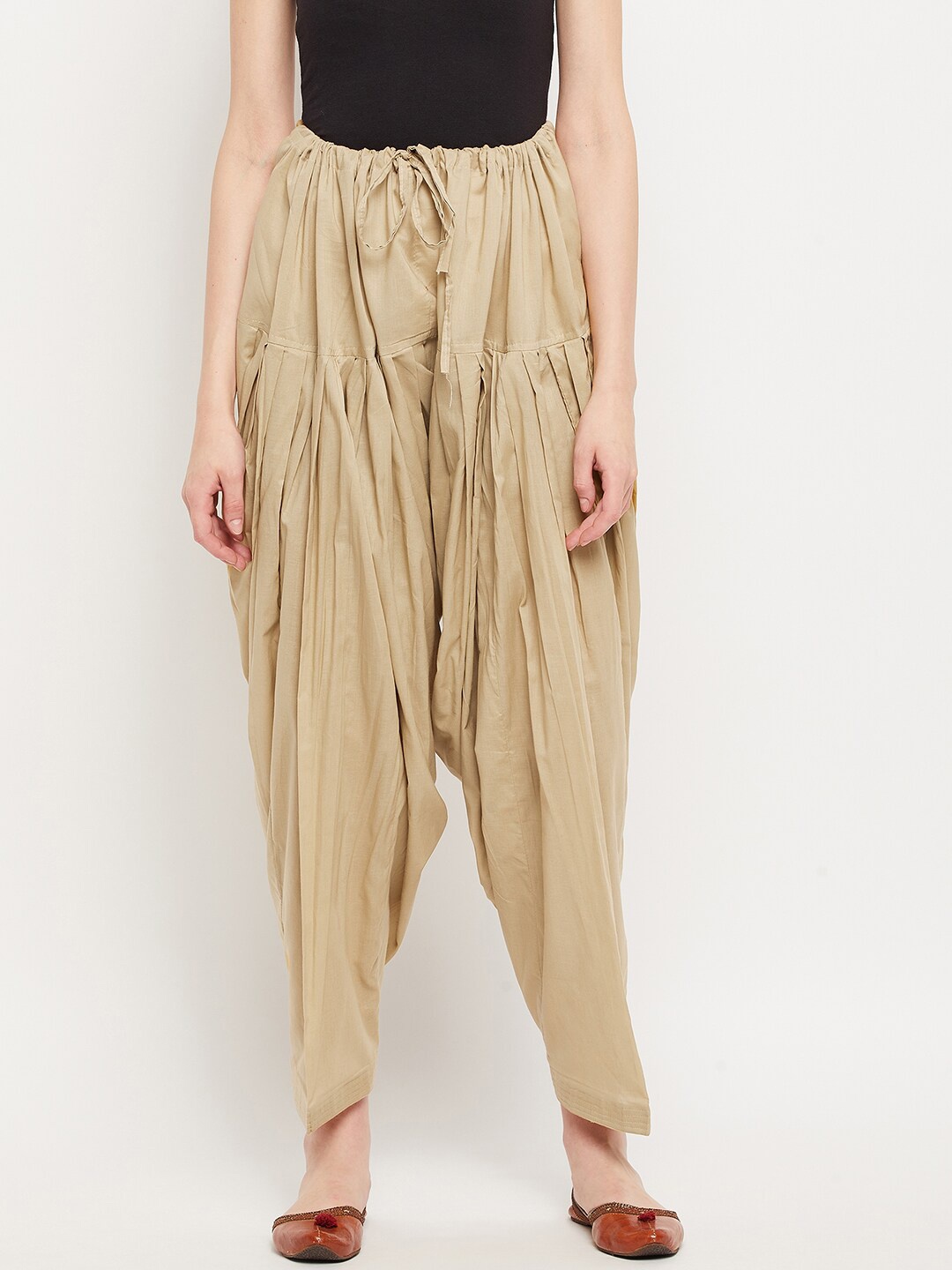 

Clora Creation Women Beige Solid Cotton Loose-Fit Dhoti Salwar