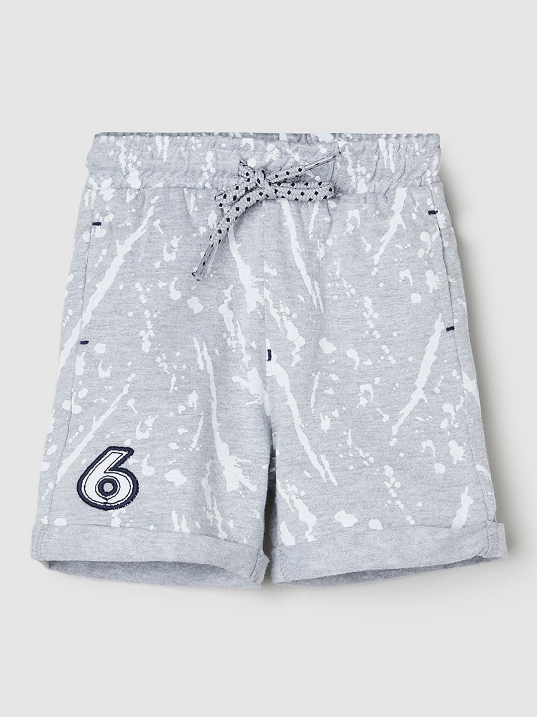 

max Boys Grey Regular Fit Printed Cotton Shorts