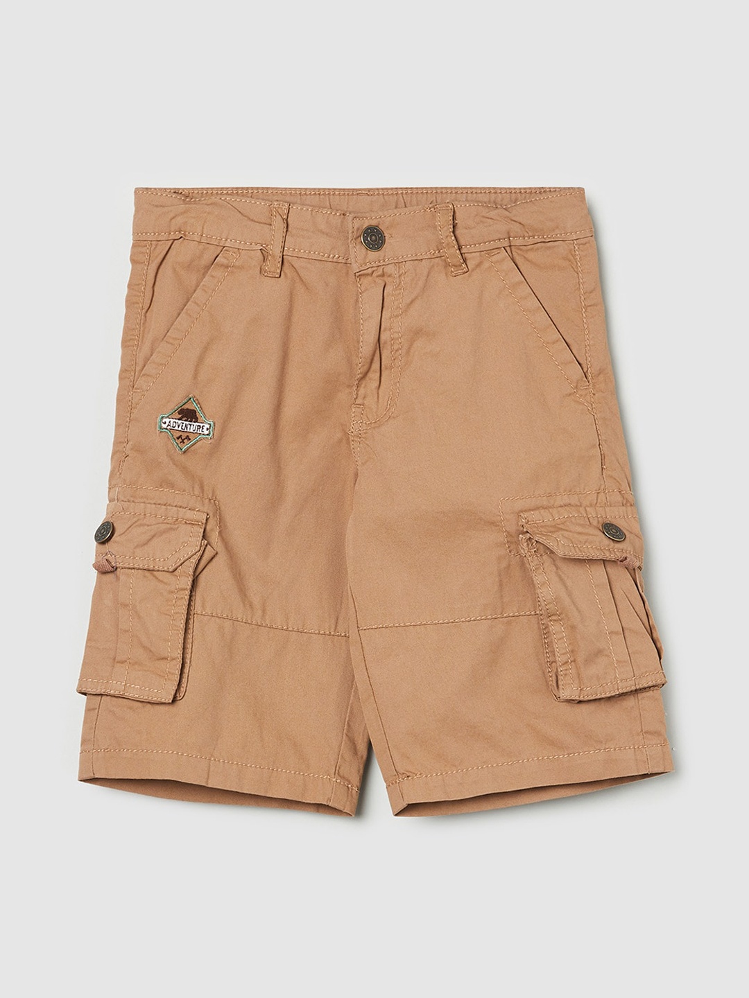 

max Boys Camel Brown Cotton Cargo Shorts