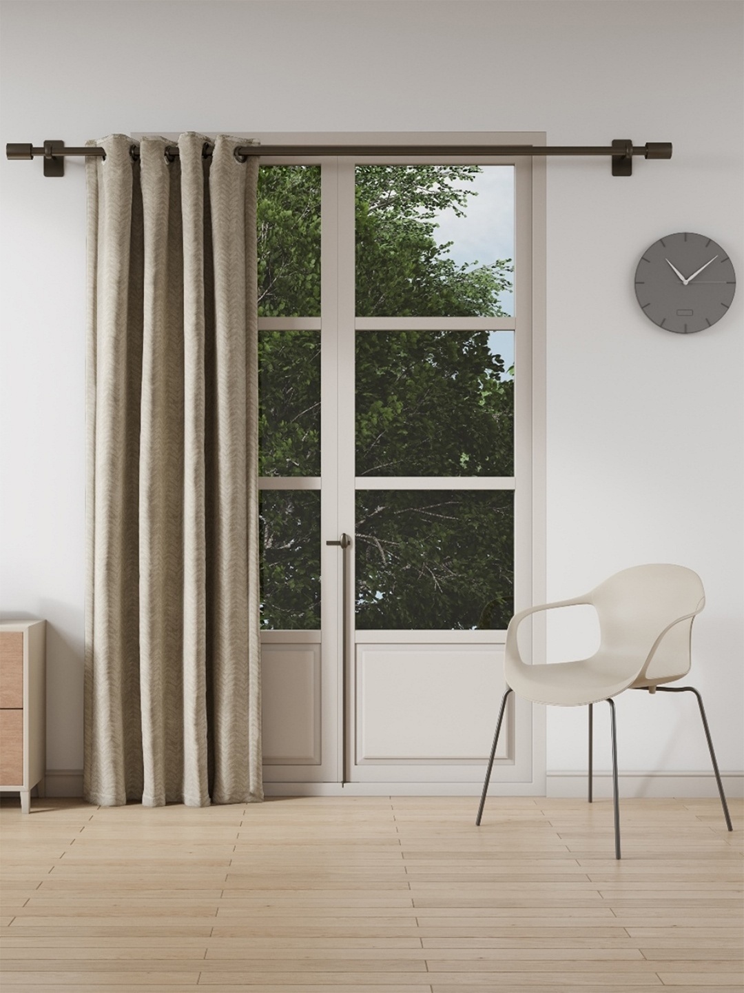 

DDecor Beige Geometric Room Darkening Door Curtain