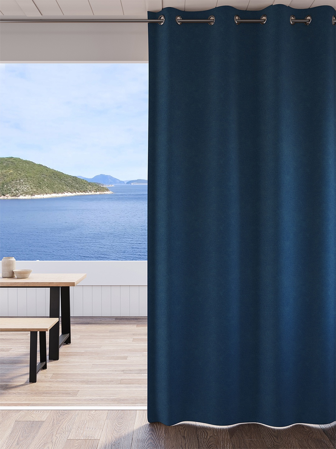 

DDecor Blue Room Darkening Single Long Door Curtain